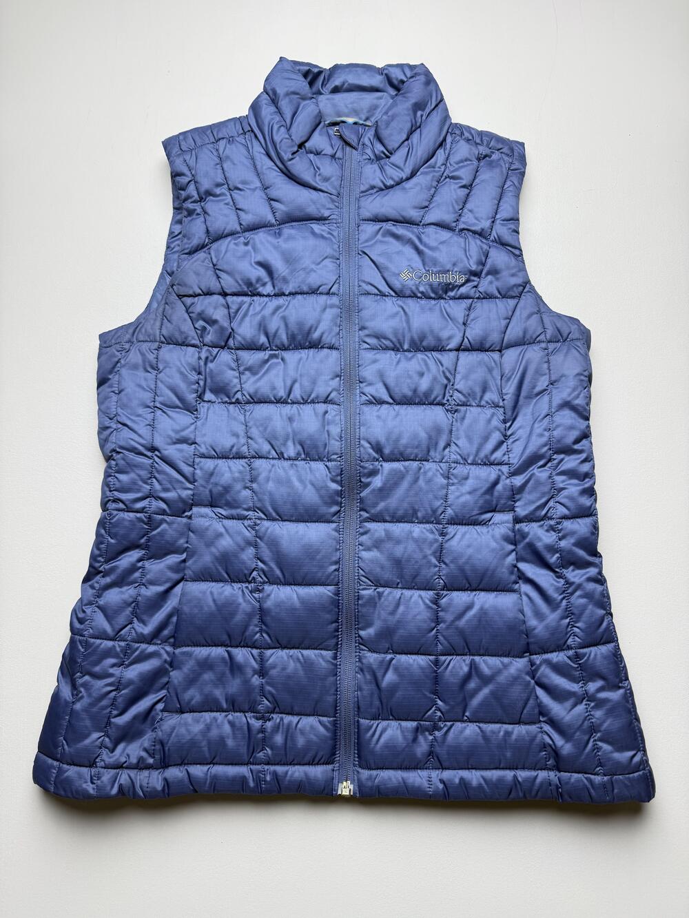 Columbia Vest Womens Medium Blue Quilted Puffer Full Zip Thermal Coil Warm